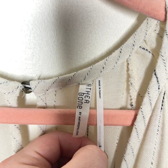 ANTHROPOLOGIE Feather Bone Soleil Belted Wrap Front Stripe Jumpsuit Ivory {LL35} - Picture 6 of 7